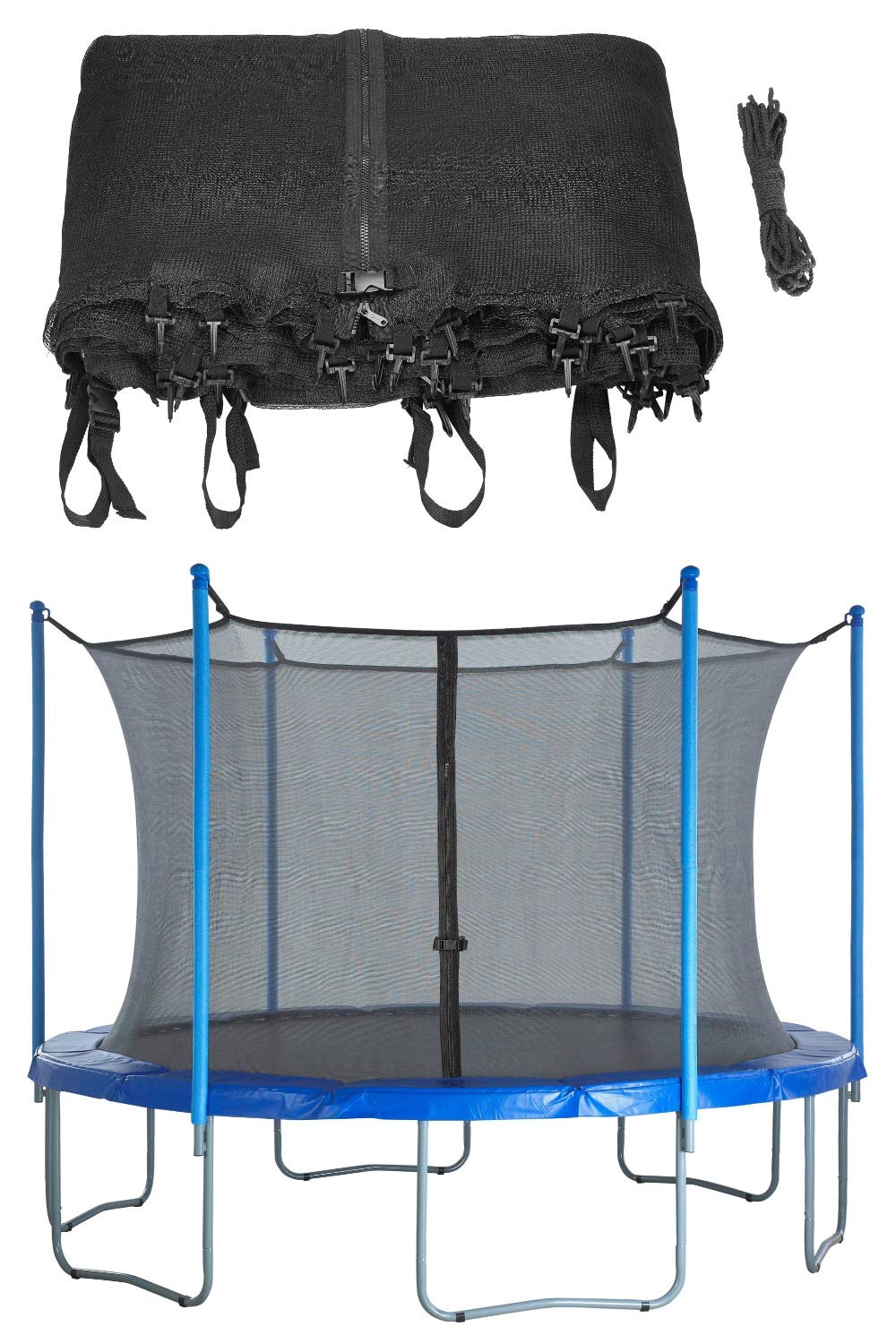 14' Trampoline Enclosure Net for 14 Ft. Frame Using 6 Straight Poles or 3 Arch, Installs Inside of Frame