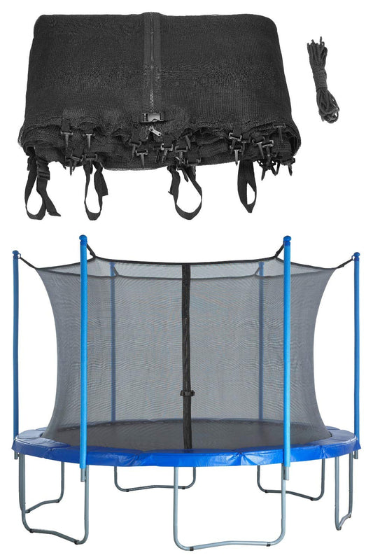 14' Trampoline Enclosure Net for 14 Ft. Frame Using 6 Straight Poles or 3 Arch, Installs Inside of Frame