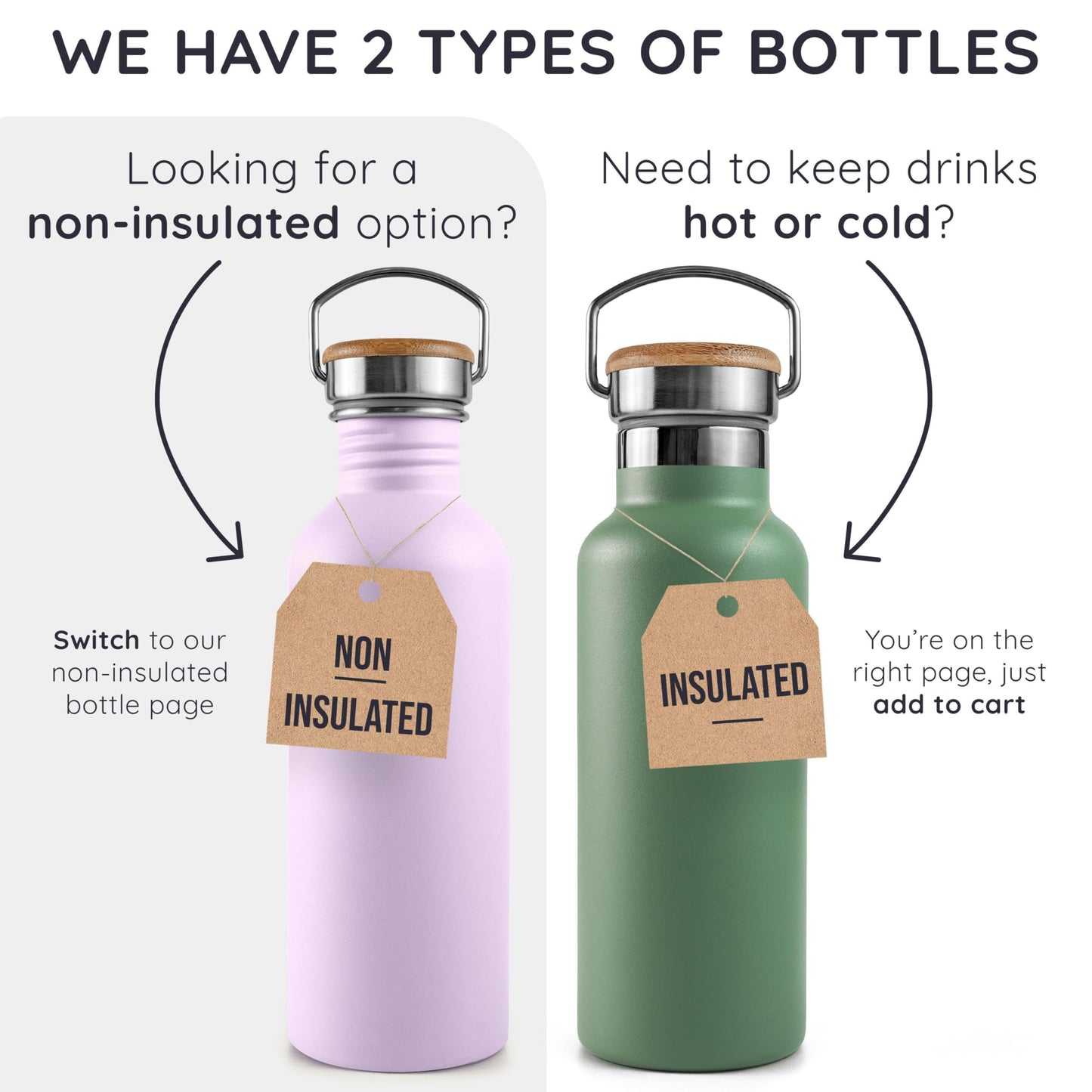 Bambaw Stainless Steel Insulated Water Bottle 32 oz, Stainless Steel Water Bottles 32 oz with Handle & Wide Mouth, Rust-Resistant Metal, Durable & Great for Travel (Natural Steel)
