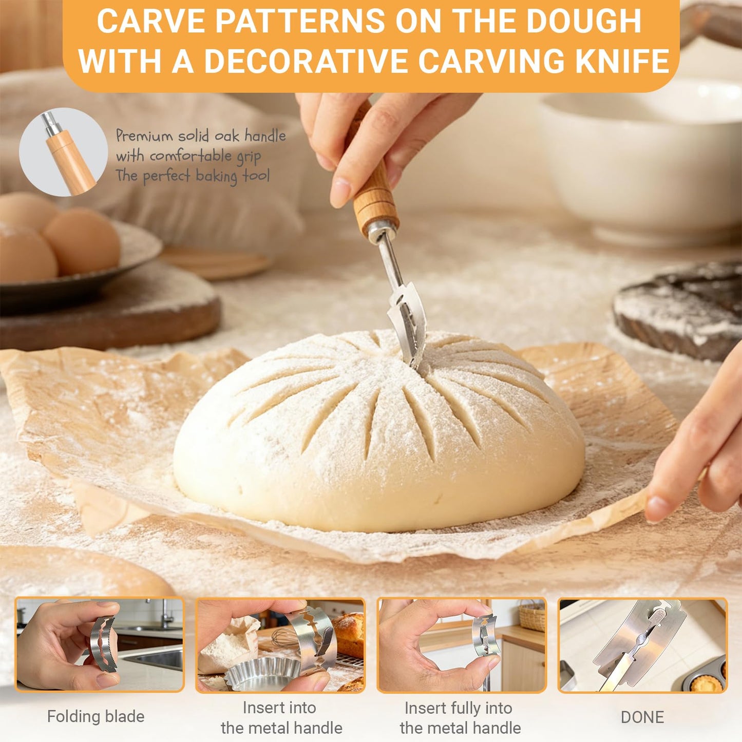 Acessorz Sourdough Bread Baking Supplies,Sourdough Starter Kit,2 Cotton Rope Banneton Proofing Basket,Bread Proofing Basket Making Tool Kit,Sour Dough Kit Tools,Baking Gifts for Women,Bakers,Wife,Mom