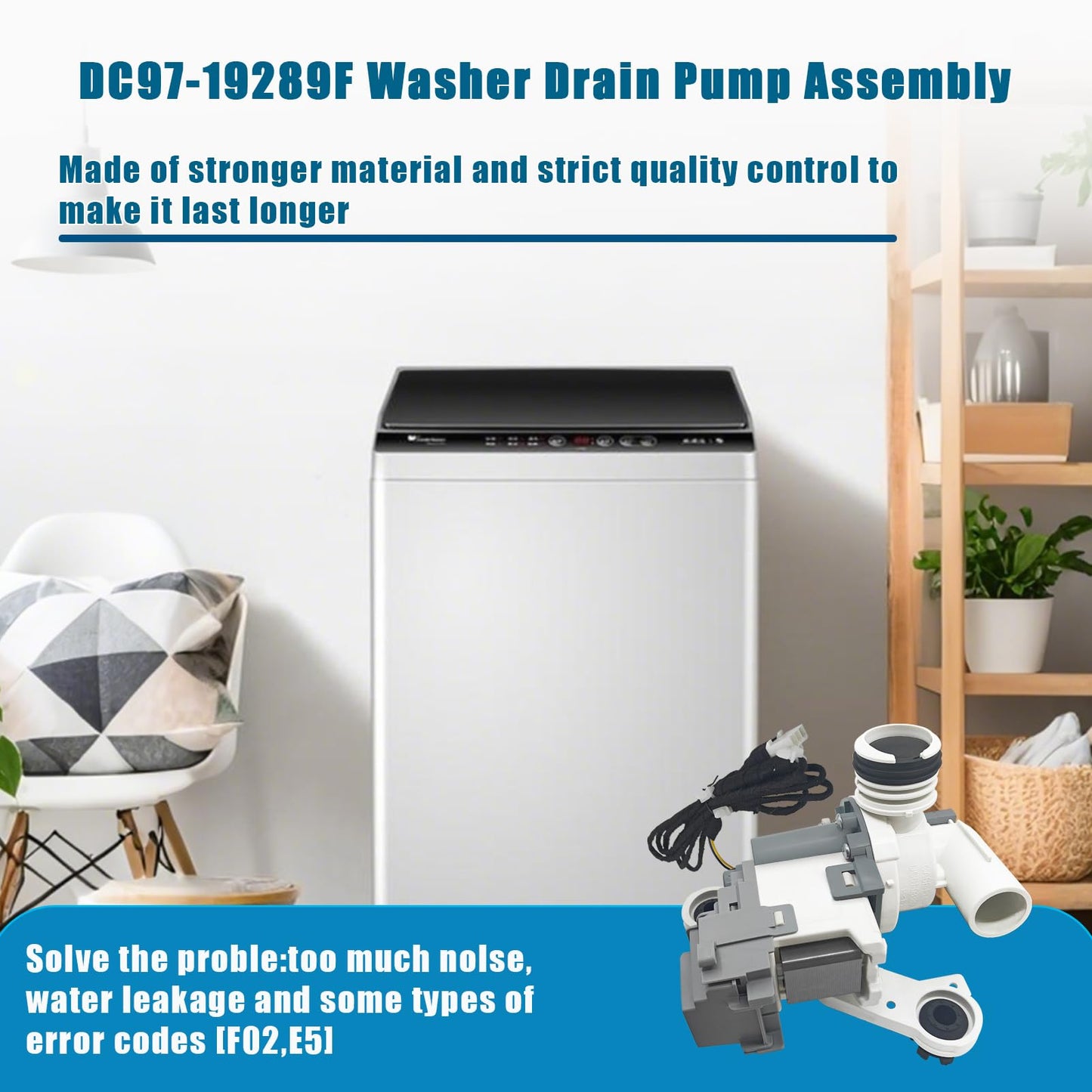 2026 Upgraded DC97-19289F DC97-19289B Washer Drain Pump Compatible with Samsung Washing Machine WA45M7050AW WA52M8650AV/A4 WA52M7750AW/A4 WA40J3000AW/AA Replaces DC97-19289A DC97-17366A DC97-17366J
