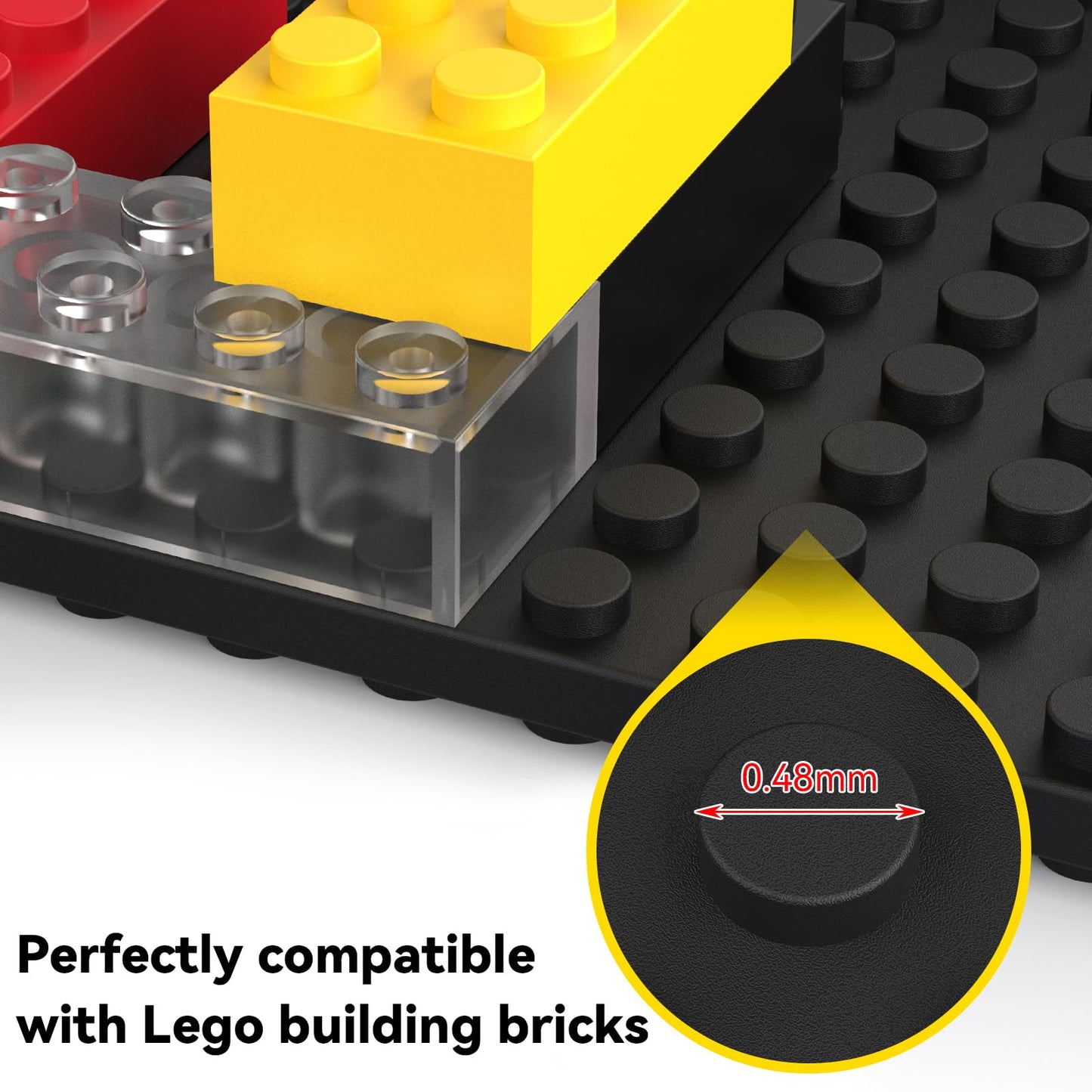 BlissBox 4-Pack Large Display Shelves for Wall Compatible with Lego Building Bricks, 11.3x6.3inch Dual-Sided 36x20 Studs for Brick Display and Storage, for Medium & Large Brick Builds, Black