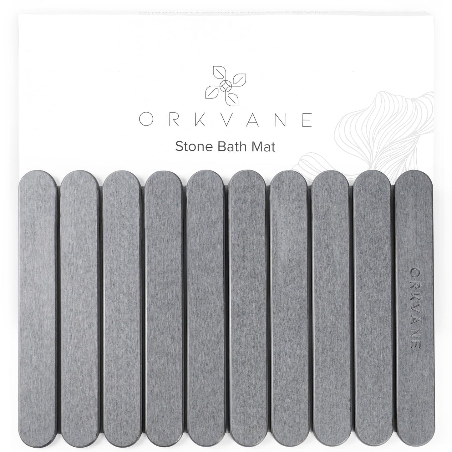 Extra Large Diatomaceous Stone Bath Mat (28" x 19") – Fast Drying, Super Absorbent, Non Slip – Foldable Spa Bathroom Mat – Modern Luxury Design – Mineral Grey – Orkvane