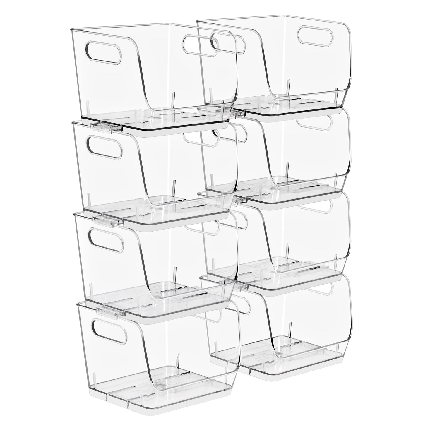Sorbus Stackable Storage Bins Open Front, Clear Stackable Storage Bins, Pantry Bins for Storage and Organization, Acrylic Stackable Bins for Kitchen, Clear Pantry Organizer Bins (Small Square 8 Pack)