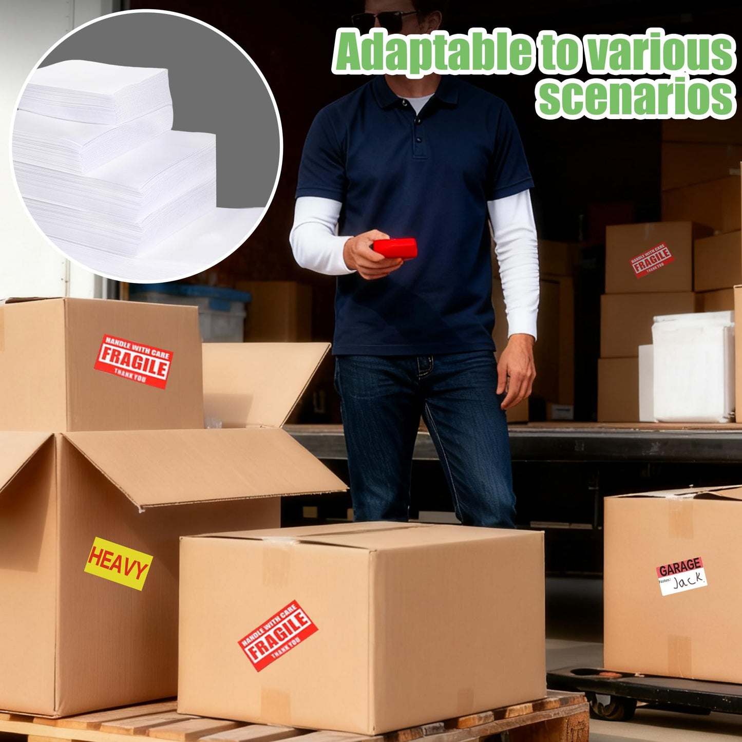 OHVDOC 570-Piece Foam Packing Supplies Kit for Moving,270 Cushion Foam Pouches & Sheets in 4 Sizes | 300 Writable Moving Labels for Glassware, Shipping & Storage