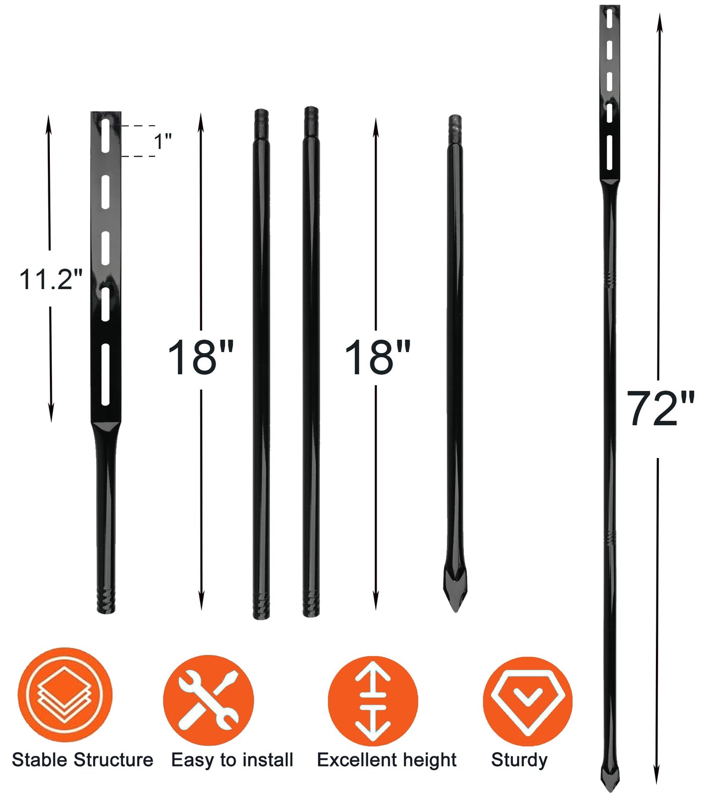 Metal Stakes for Yard Signs, 72-Inch Heavy Duty Posts, Black, 2-Pack