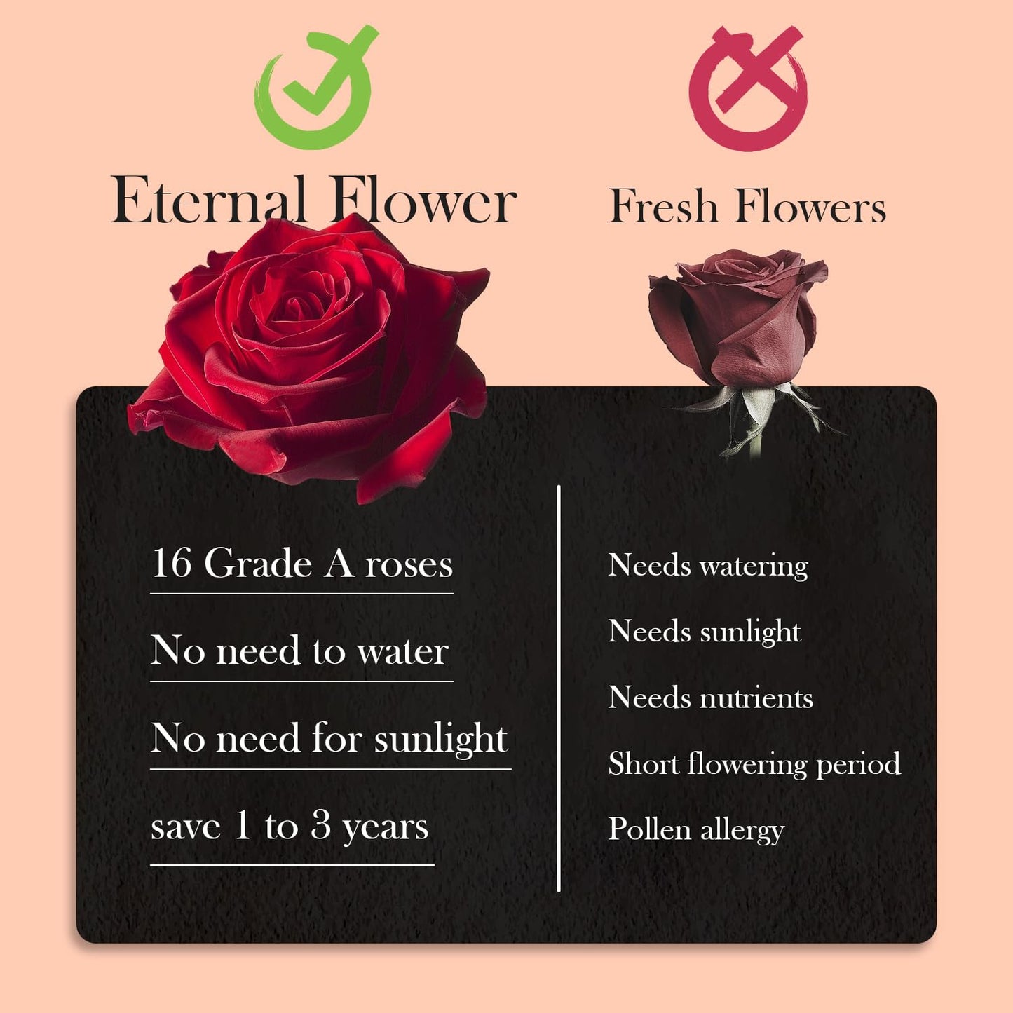 Otuo 16 Preserved Roses in Heart-Shaped Box, Flowers for Delivery Prime Last up 2 Years, Real Forever Flowers for Wife, Girlfriend, Mother, Eternal Roses for Anniversary - Red