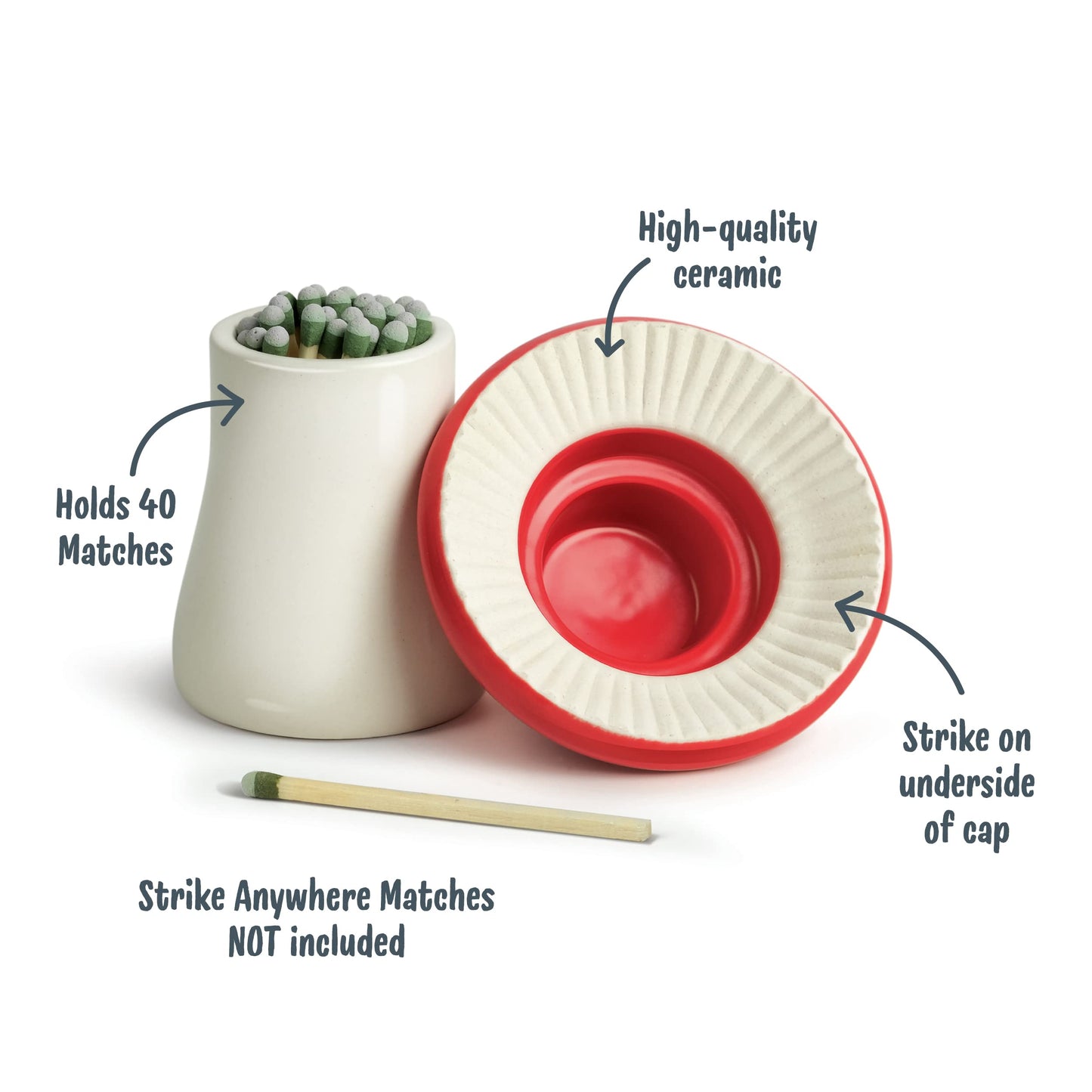 Genuine Fred Merry Mushroom, Decorative Ceramic Match Striker and Storage