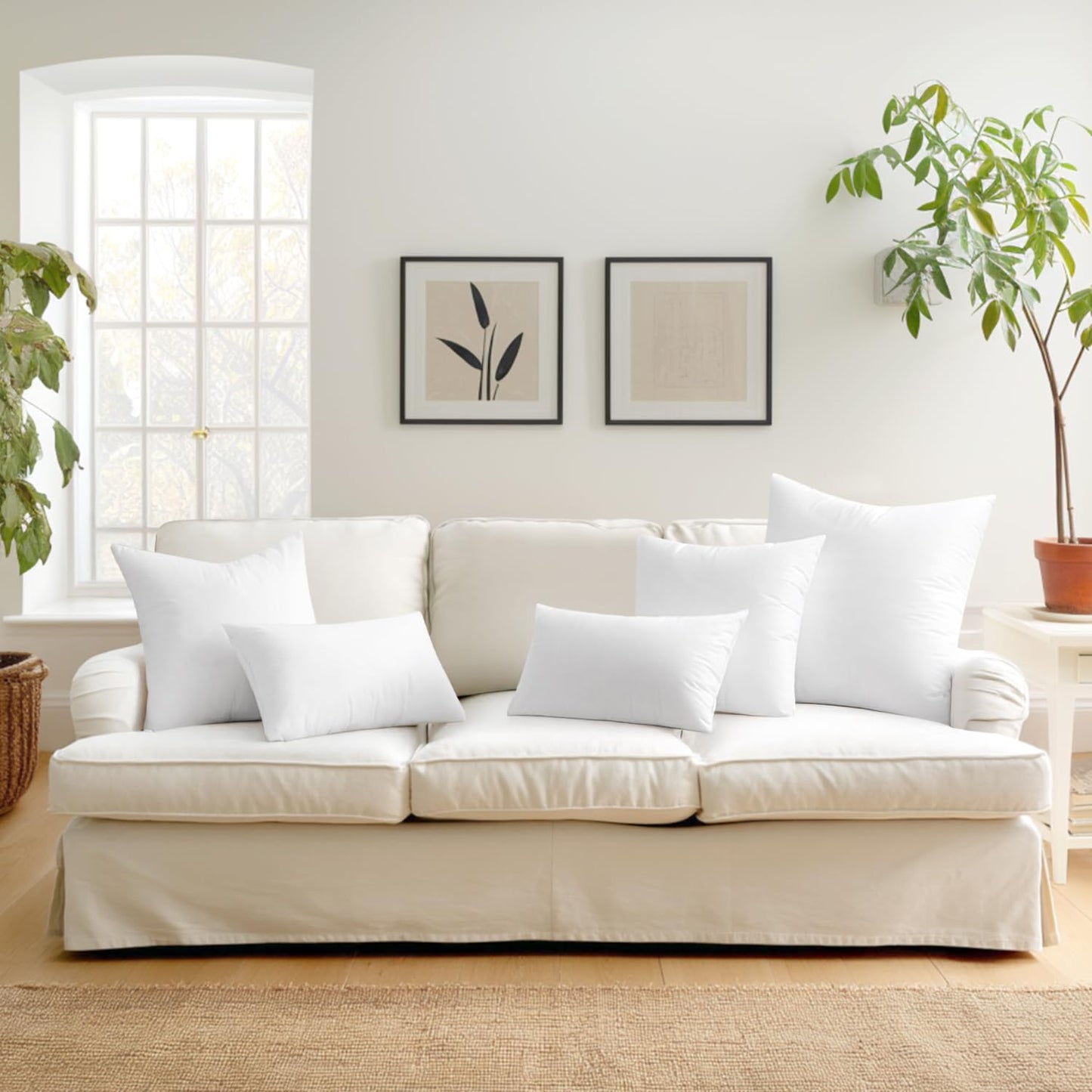 MIULEE Set of 2 Throw Pillow Inserts 20x20 Inches, 100% Virgin Filling Nonwoven Pillow Inserts for Couch Sofa Living Room