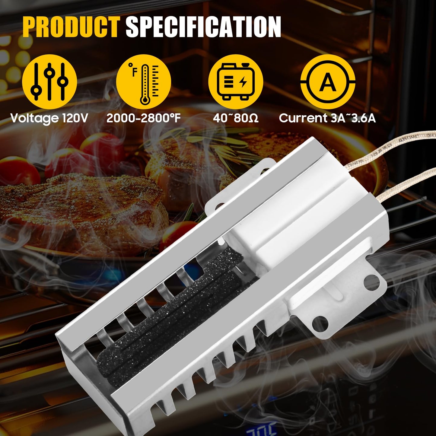 WB13K21 Oven igniter Replacement for G-E Hot-point Ken-more Sam-sung Gas Range Oven, Replaces 5303935066 IG9998 AP2020569 WB13T10045 WB13K0021 WB13K10009 WB13K10026 WB13K13 (2PC)