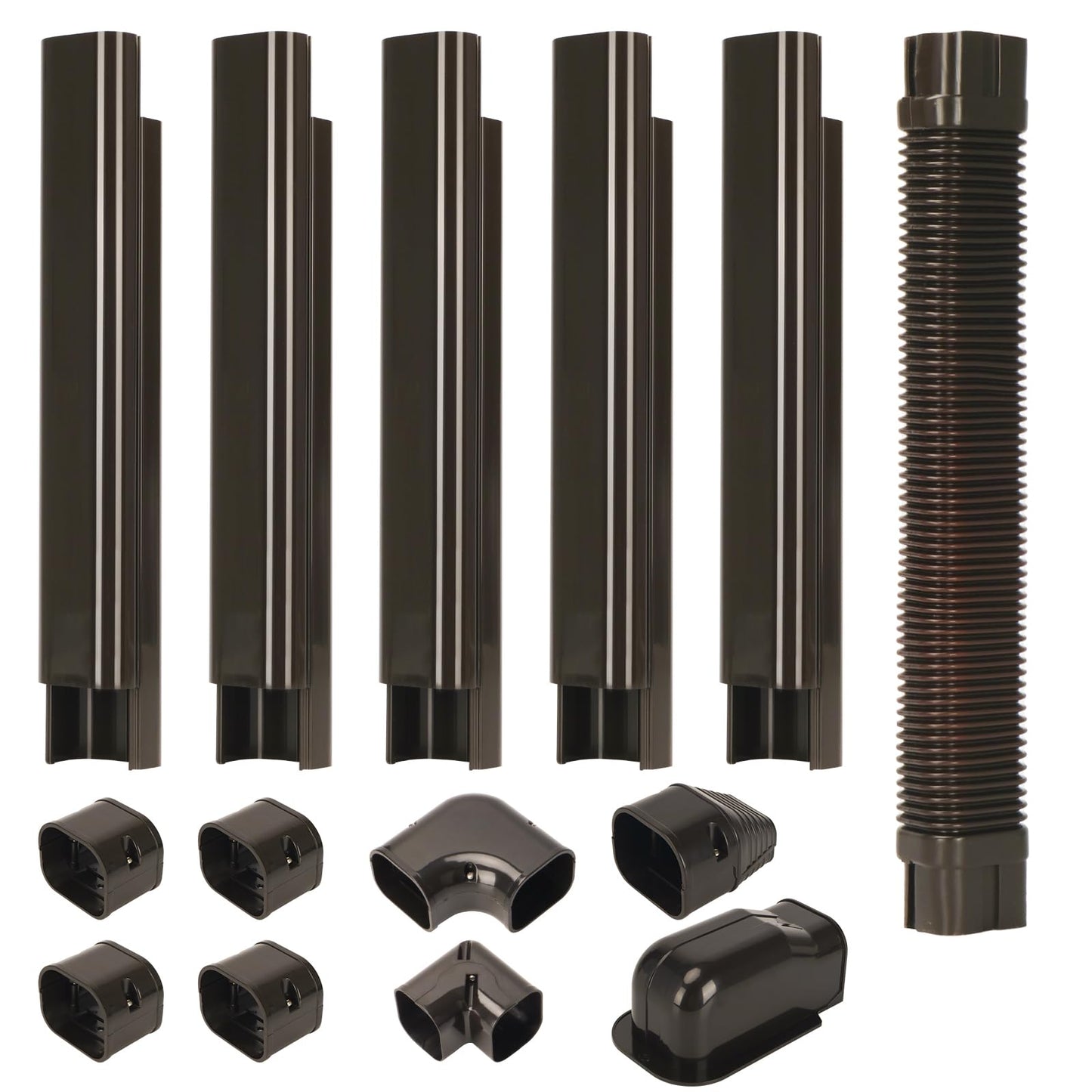 HOXHA 3" W 10Ft L Brown Line Set Cover Kit for Mini Split Air Conditioners Decorative PVC Slim Line Cover for Central AC & Heat Pumps Systems Tubing Cover