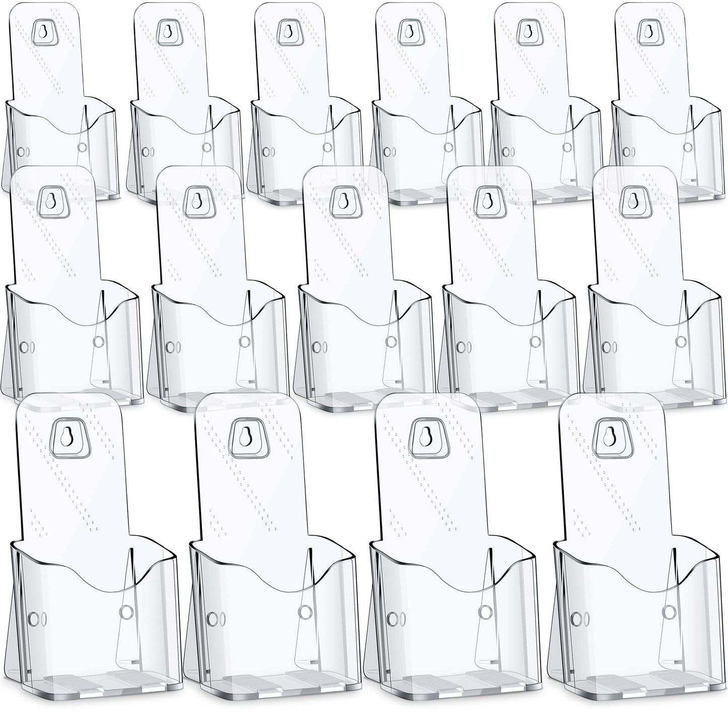 15 Pieces Acrylic Brochure Holder Stand Clear Plastic Flyer Organizer A6 Size Brochure Container 4 Inch Wide Wall Mount or Standing Pamphlet Counter Display for Home Office Classroom Supplies