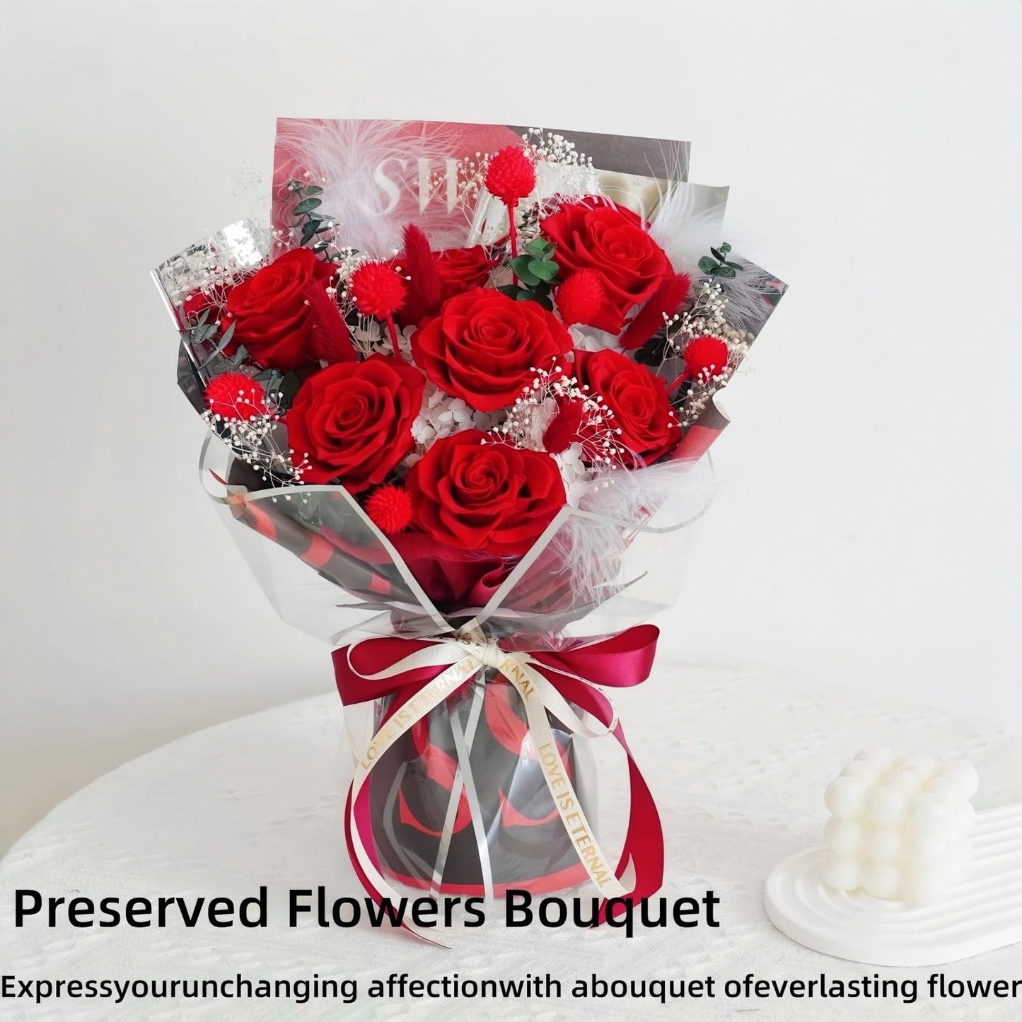 Aiyuolio Preserved Flowers Bouquet, 100% Real Roses that Last Up to 3 Years, Gift for Her: Birthday Christmas Valentine's Day Mother's Day, Room Decorations