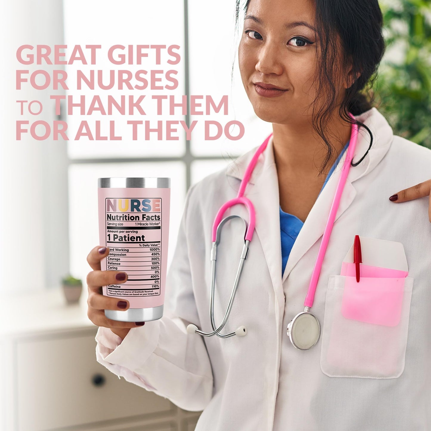 Nurse Gifts for Women - Gift For Nurses - Nurse Rn Lpn Practitioner Gift - Gifts for Retirement, Birthday, Graduation, Appreciation Nursing Student Ideas - Nutrition Facts 20Oz Cup Tumbler Mug