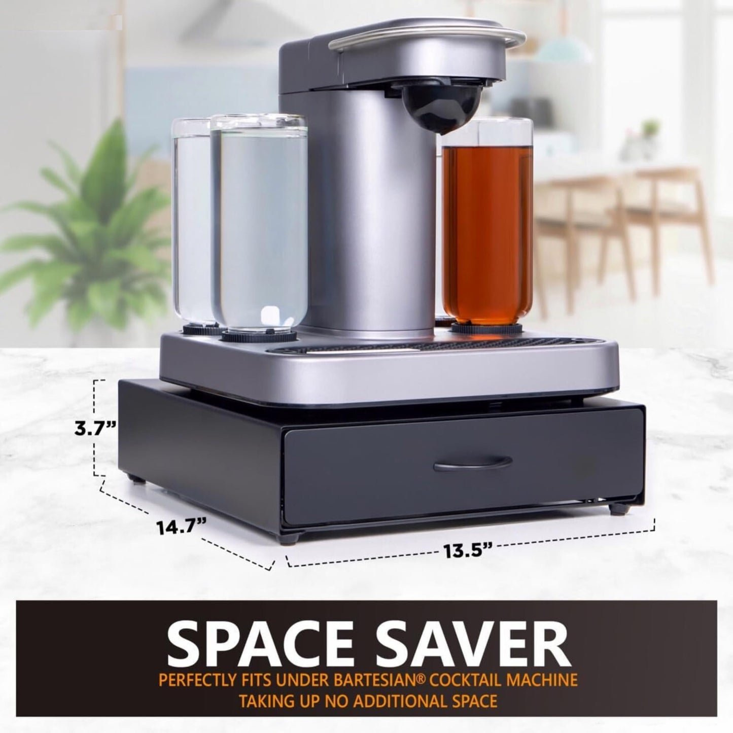 KSESTOR Bartesian Capsule Holder - Storage Drawer Holds 40 Cocktail Pods, Matte Black Slide-Out Organizer for Bartesian Cocktail Maker & BEV by Black+Decker