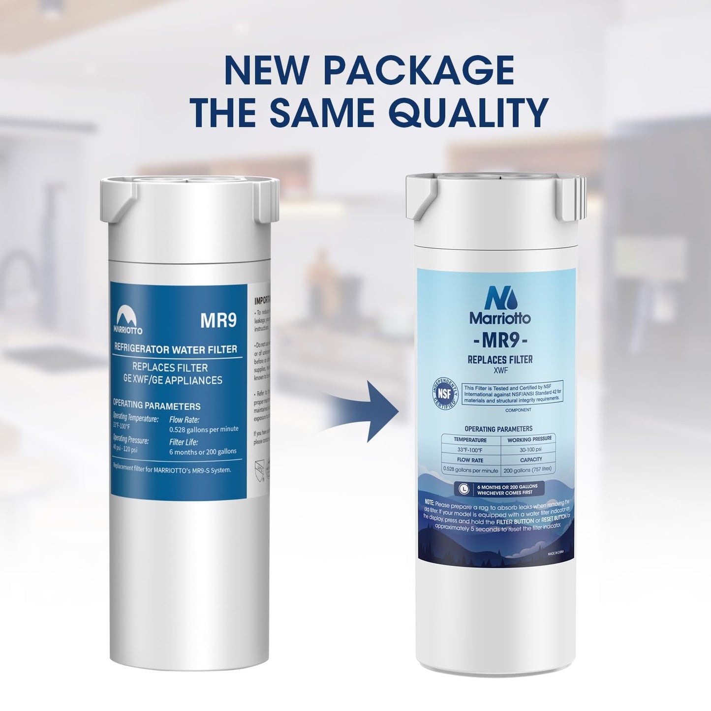MARRIOTTO XWF Water Filter Replacement for GE XWF Refrigerator Water Filter, 4 Pack