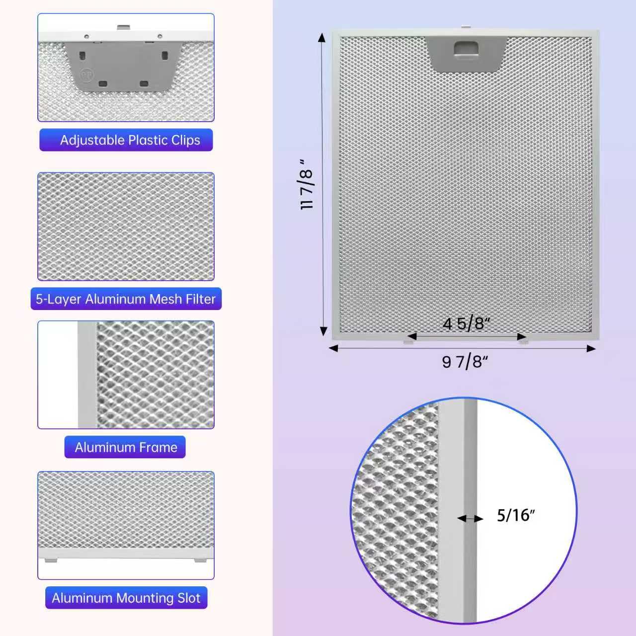 3 Pack-GE Range Hood Filter Replacement WB02X24871,(11-7/8"×10-1/5"×5/16" Metal Grease Filters), Compatible with GE JVW5361EJ1ES JVW5361EJ2ES JVW5361SJSS JVW5361BJ1TS