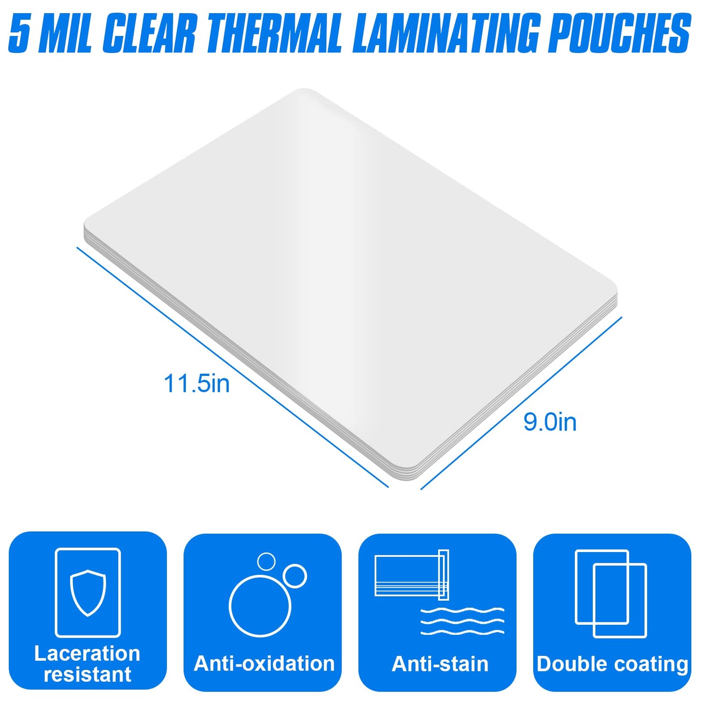HERKKA 300 Pack Laminating Sheets, Holds 8.5 x 11 Inch Sheets, 5 Mil Clear Thermal Laminating Pouches 9 x 11.5 Inch Lamination Sheet Paper for Laminator, Round Corner Letter Size