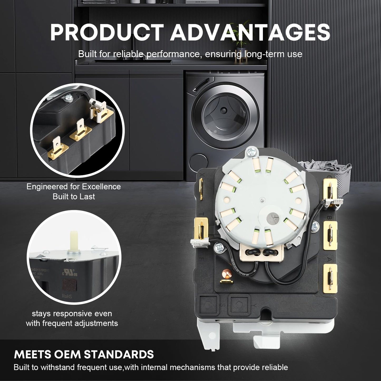 TMD1EM35/WE04X25280/234D2377P005 -Upgraded OEM Dryer Timer Replacement Compatible with GE GTD33EASK0WW GTX22EASK0WW GTX33EASK0WW HTX21EASK0WW & More | High-Performance Part with 1-Year Warranty