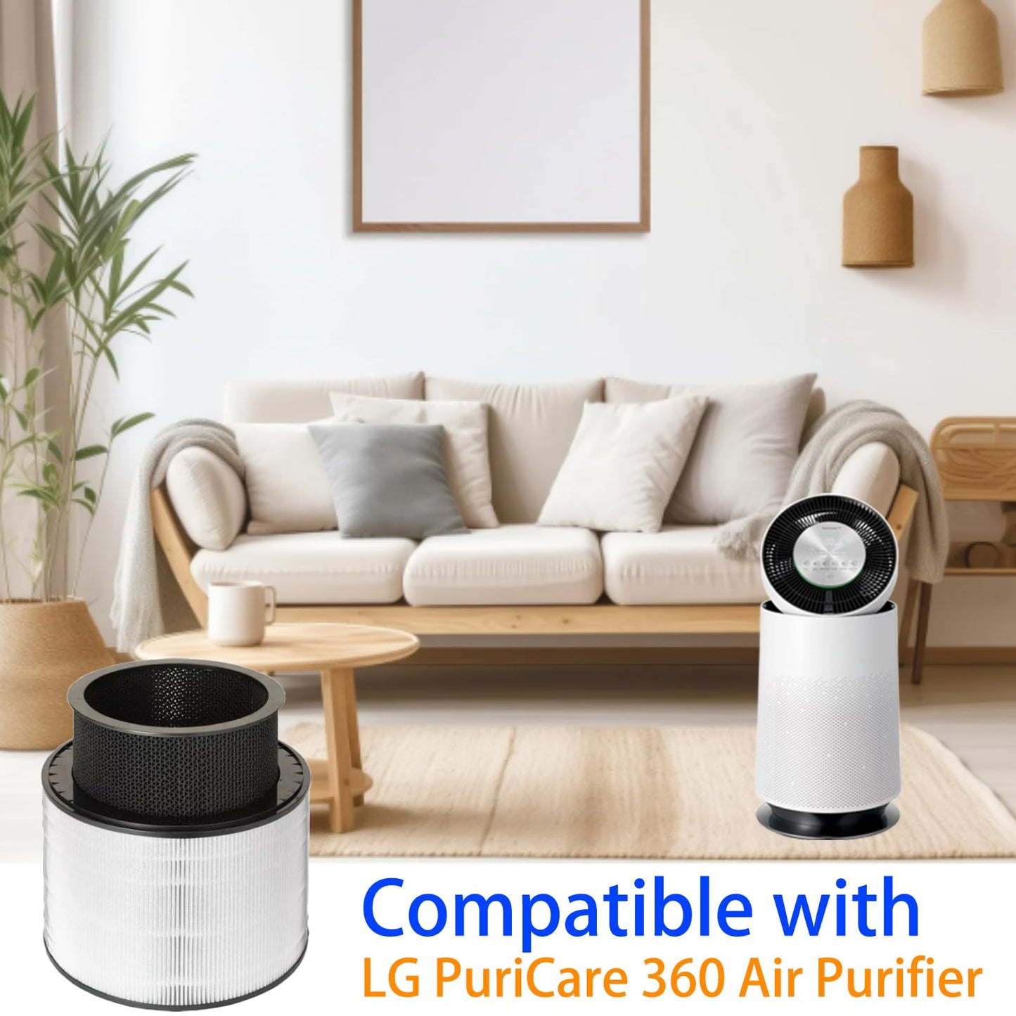 PuriCare 360 Replacement Filter for LG PuriCare 360 Air Purifier, H13 True HEPA with Pre-filter and High Efficiency Activated Carbon filter, Model Number AAFTDT301 AS601HBB0