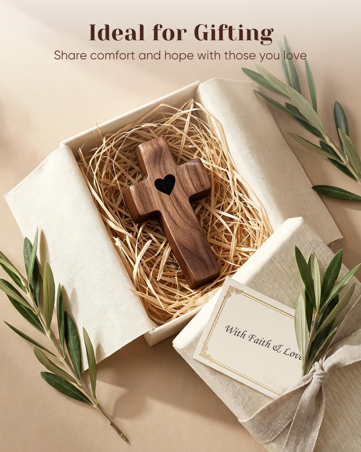 30-Pack Wooden Cross Fidget, Handmade Pocket Wood Crosses, Cross My Heart | Encouragement Gift, Relieve Anxiety for Yourself, Inspirational Easter Gift for Christian Faith, Prayer, Father Day Gifts