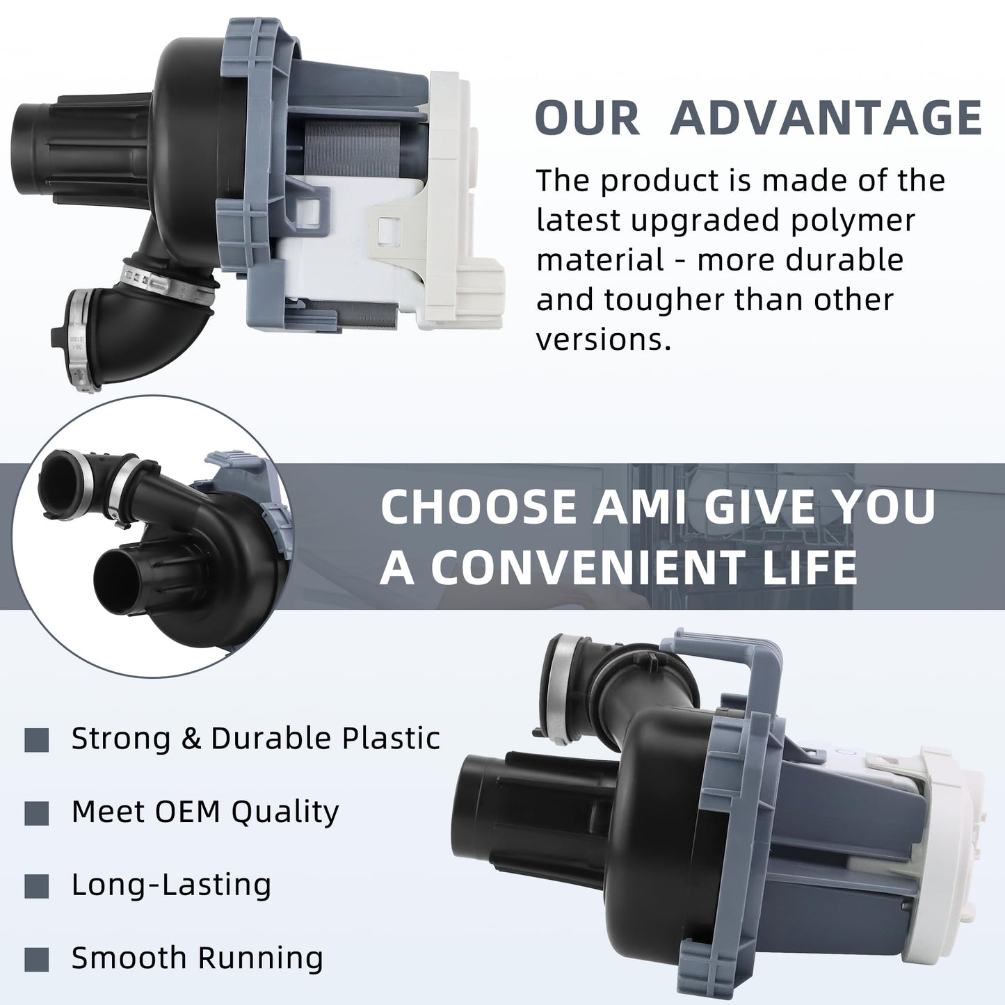 W10529163 W11032770 Circulation Pump W10885542 Dishwasher Pump and Motor Assembly Compatible with Whirlpool Kenmore Kitchen.aid Dishwashers by AMI PARTS