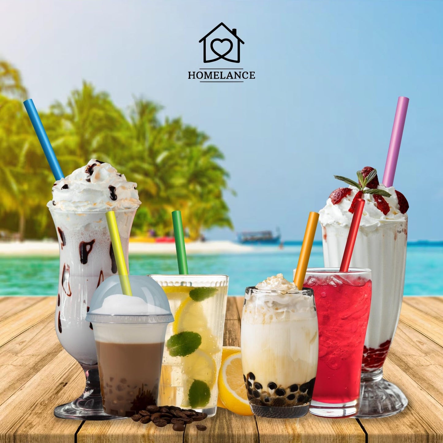 700 Pcs Multi Colors Jumbo Smoothie Straw Disposable Milkshake Straws Jumbo, Bubble Tea Straws For Cakes, Disposable Smoothie Straw Individually Wrapped (0.43" Wide X 9.84" Long)