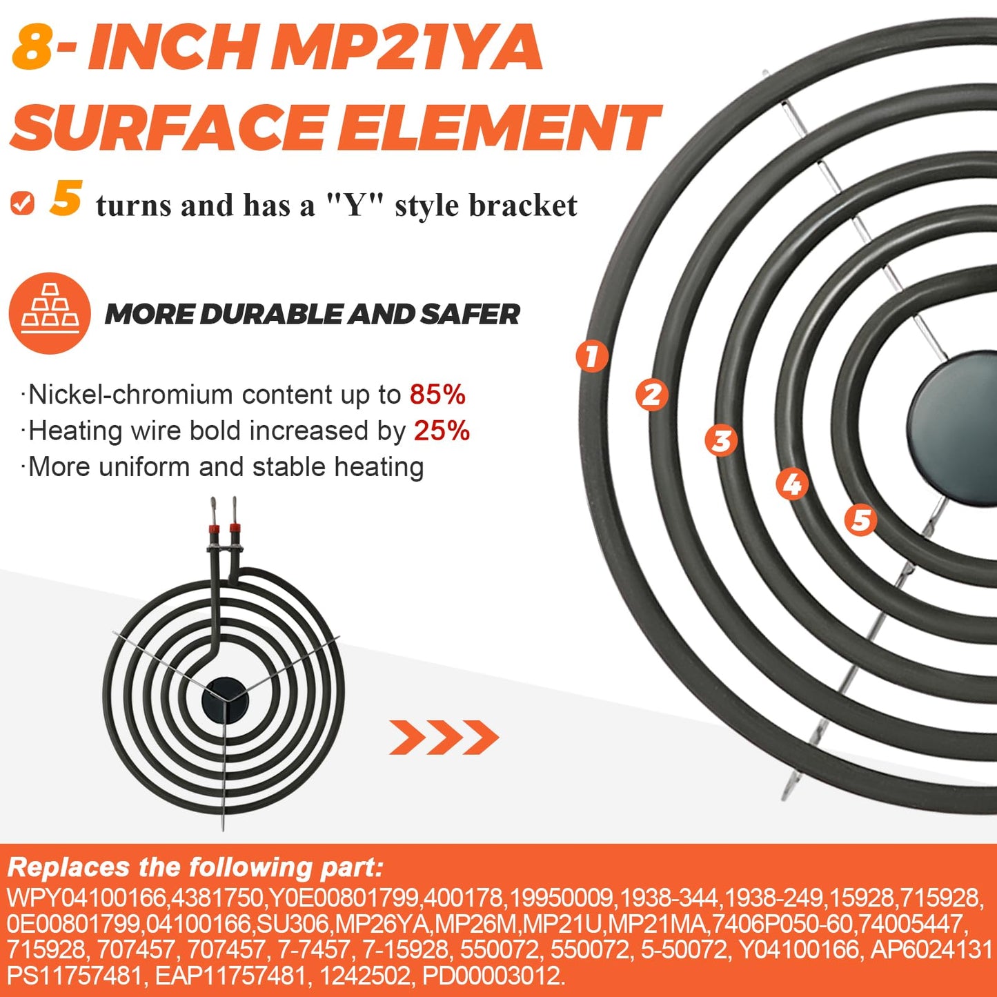 【2026 UPGRADED】MP22YA Electric Range Burner Element Unit Set(2 pcs MP15YA 6" & 2 pcs MP21YA 8") with 4 Pack 330031 Surface Element Receptacle Kit for Whirlpool Ken-more Ranges/Stoves by Beaquicy