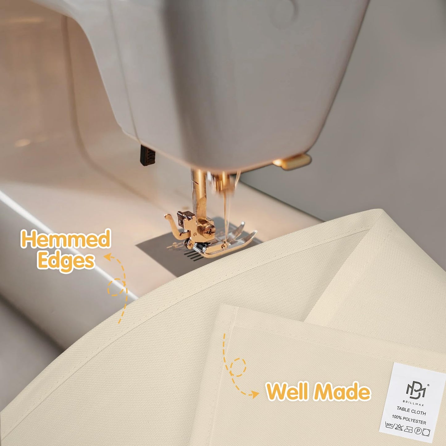 BRILLMAX 6 Pack Beige Tablecloths 60 x 126 Inch for 8ft Rectangle Tables - 150 GSM Polyester Fabric, 15" Standard Drop, Water, Stain & Wrinkle Resistant Cloth Cover for Wedding Banquet Dining Buffet