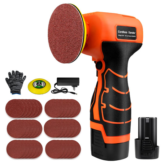 16.8V Cordless Electric Sander with 36PCS Sandpapers, 3500 RPM, 3.0Ah Battery, Lightweight & Compact Design for Wood, Metal, Paint Removal, and DIY Projects