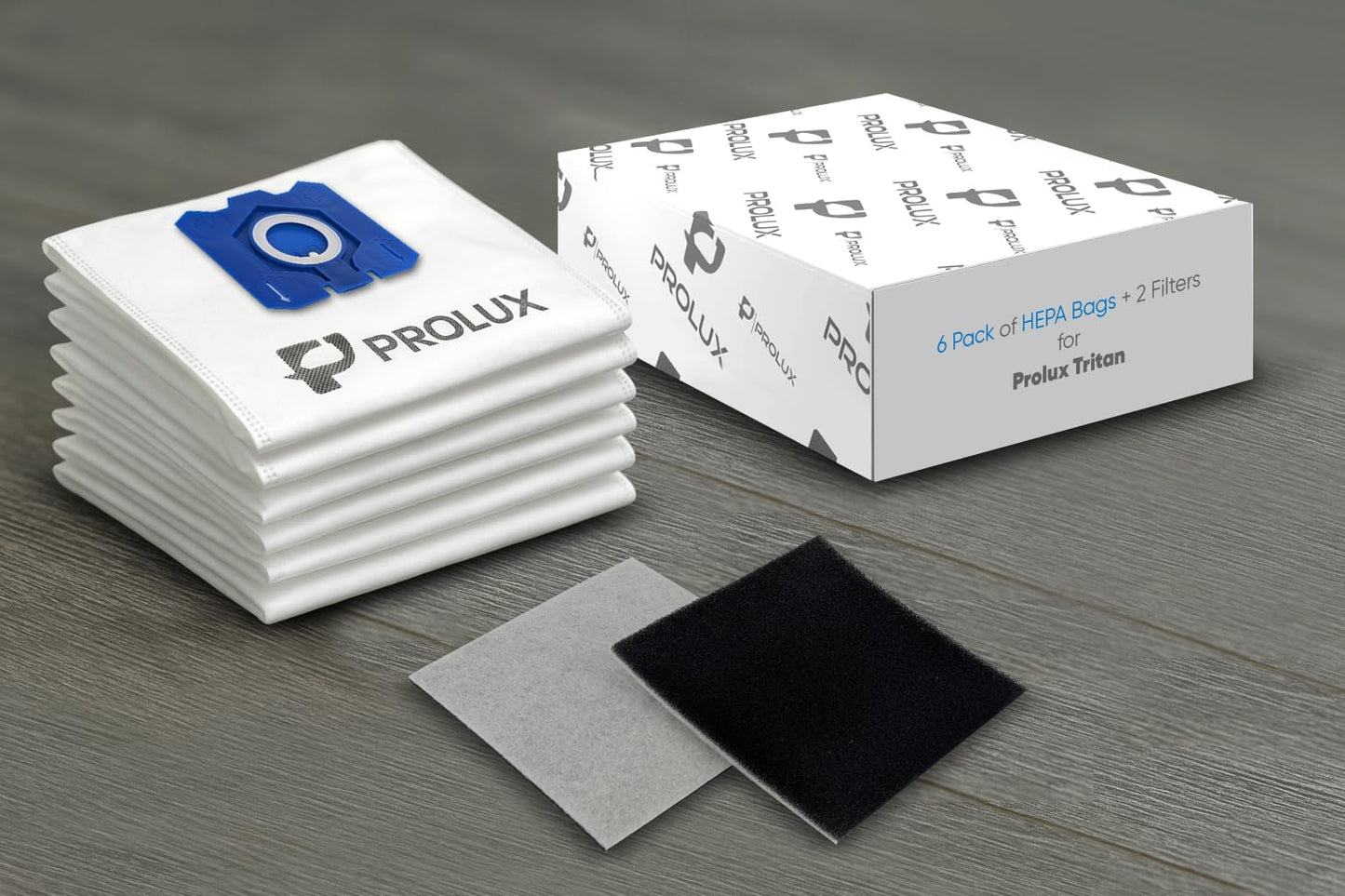 6 pack of HEPA bags and 2 post Filters for the Prolux Tritan series vacuum cleaners