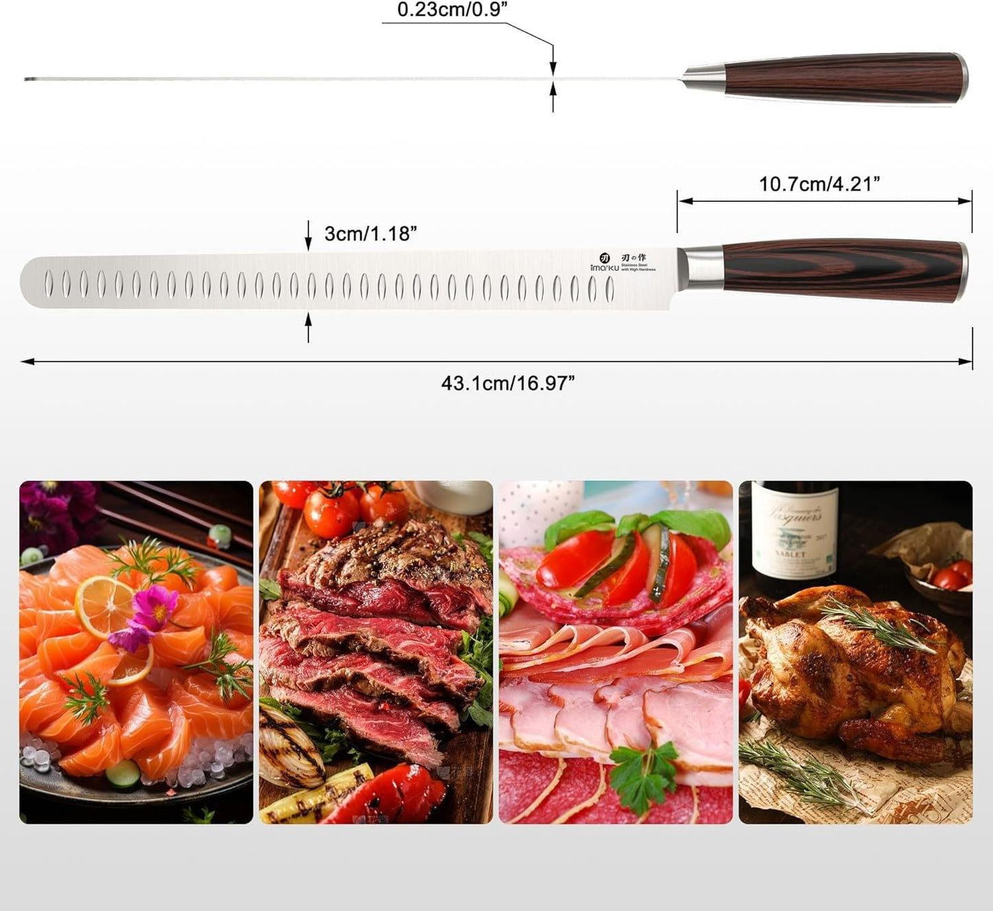 imarku Brisket Knife, 12 Inch Ultra Sharp Carving Slicing Knife for Brisket, BBQ, Turkey, Ham, Ribs, and Roast Beef, Japanese High Carbon Stainless Steel Blade, Ergonomic Pakkawood Handle, Gift Box