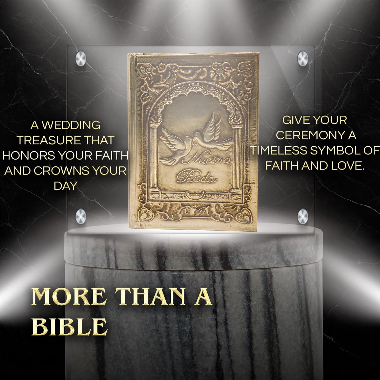 Biblia catolica en español para boda Metalic Beautiful Cover for Wedding Bible - Spanish Bible Large Print - biblia para boda - La biblia en español letra Grande - biblia y Rosario para boda catolica