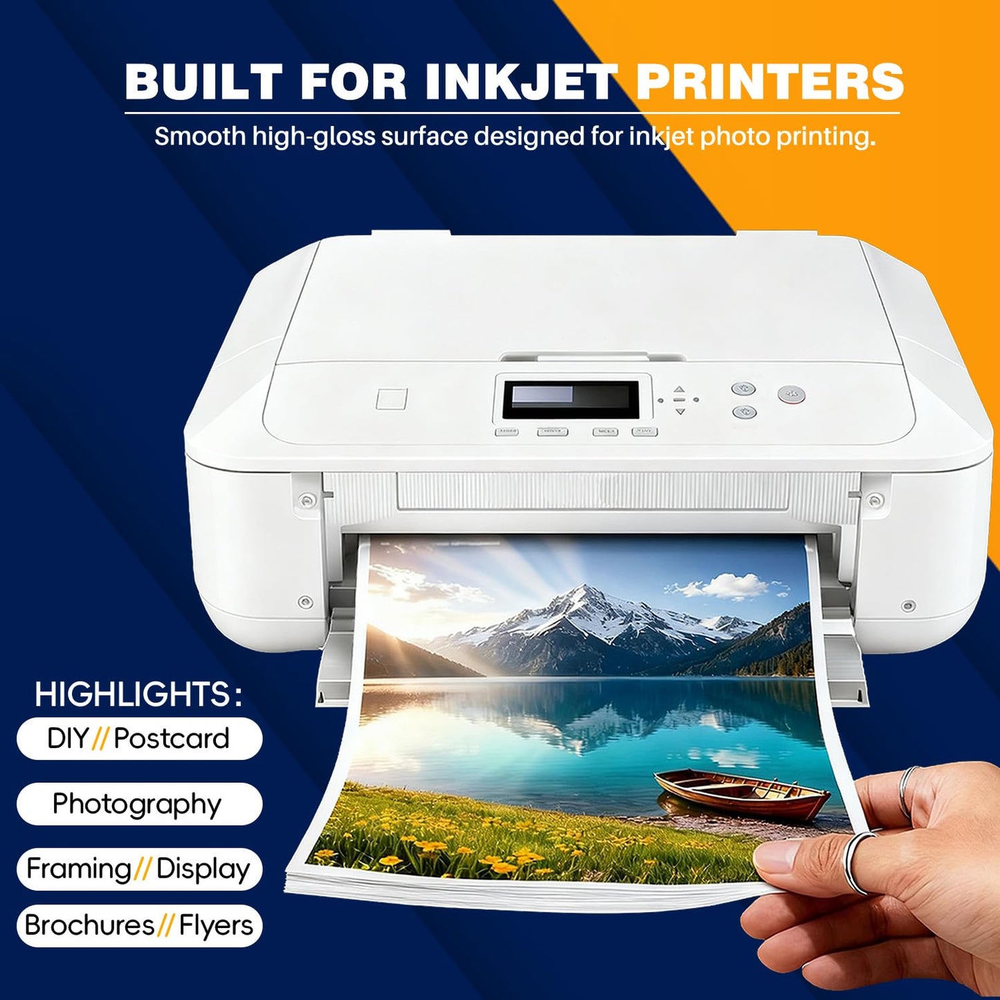 Inkjet Photo Paper 8.5x11", 200 Sheets 64lb/240gsm Glossy Double Sided Cardstock Premium Heavyweight Photographic Paper for Inkjet Printer Instant Dry Postcard Picture Brochure DIY Flyers