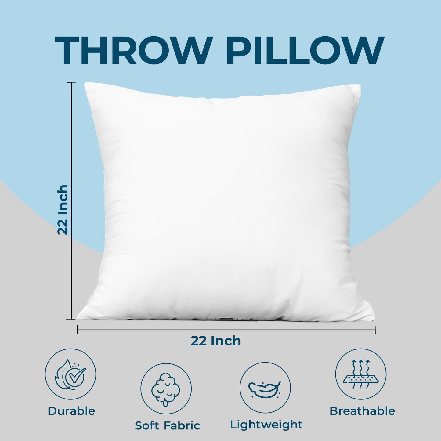 Utopia Bedding Throw Pillows (Set of 4, White) – 22 x 22 Inches Down Alternative Pillows for Bed, Sofa, and Couch - Fluffy Decorative Stuffer Pillow for Indoors & Outdoors
