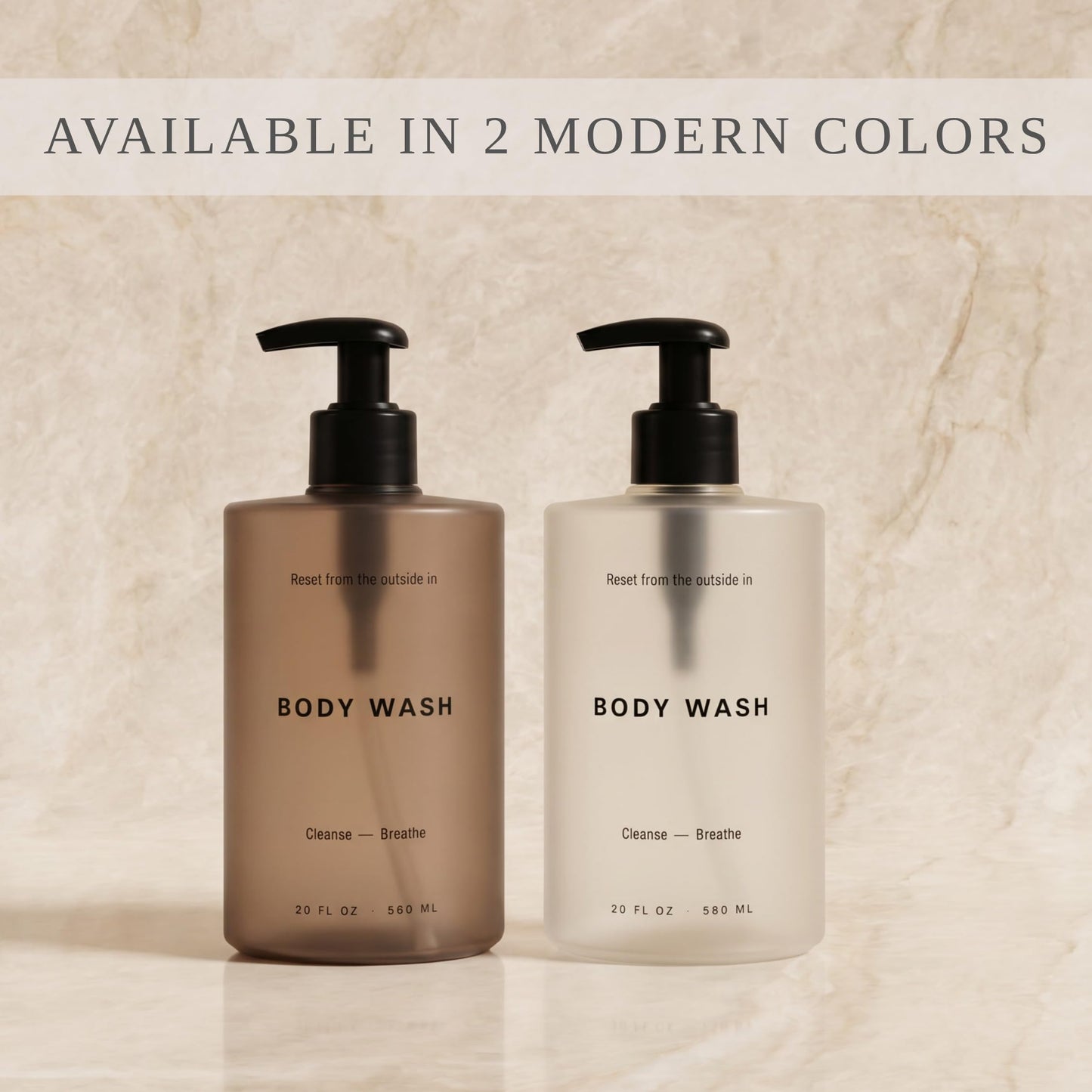 Stylish Shampoo and Conditioner Dispenser Set of 3 - Modern 20oz Shower Soap Bottles with Pump and Labels - Easy to Refill Body Wash Dispensers for an Instant Bathroom Decor Upgrade