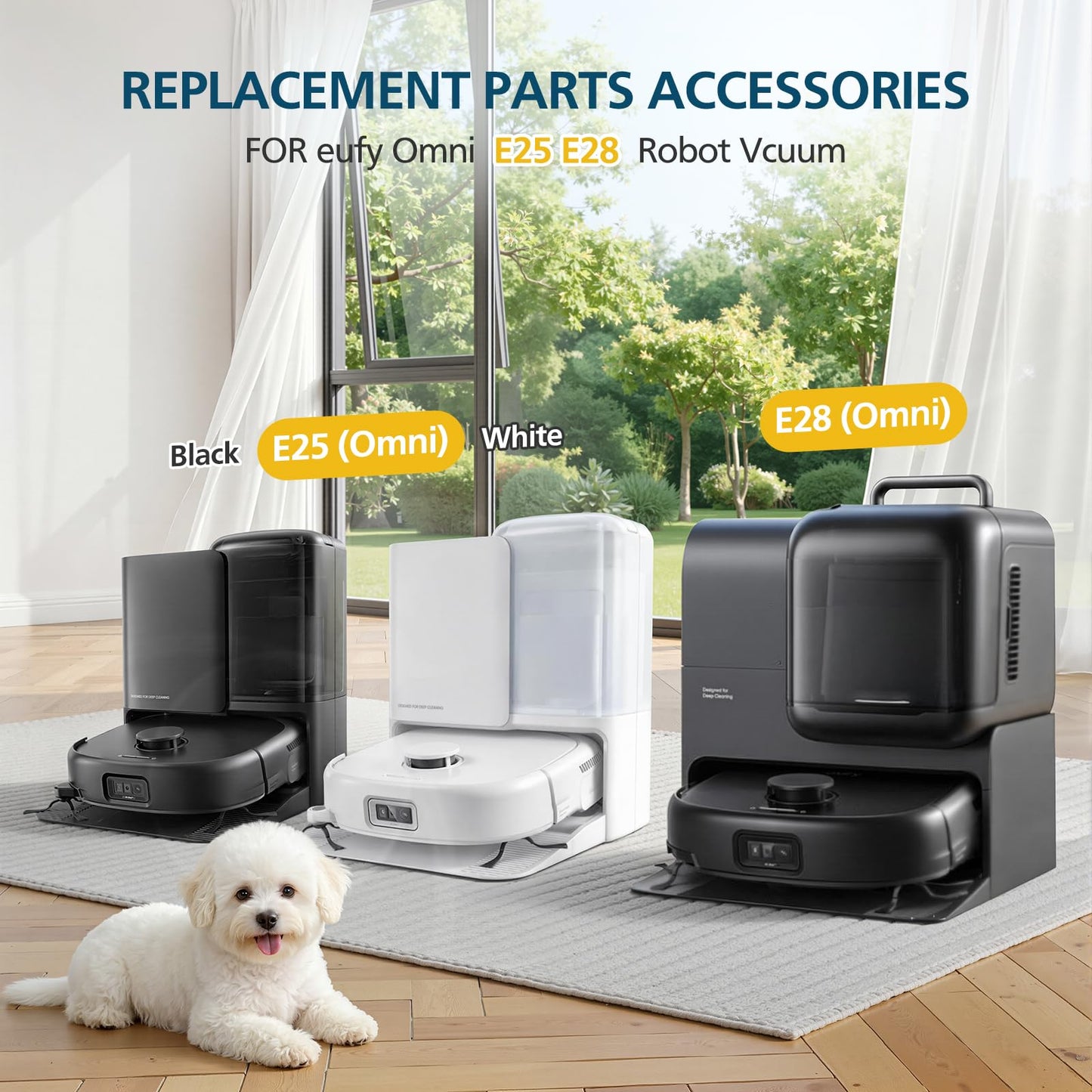 E25 E28 Accessories for eufy E25 / E28 Robot Vacuum, Replacement Parts Include Dual Main Roller Brushes, 2*Mopping Rollers, 6*Side Brushes, 4*HEPA Filters, 6*Dust Bags, 1*Cleaning Tool