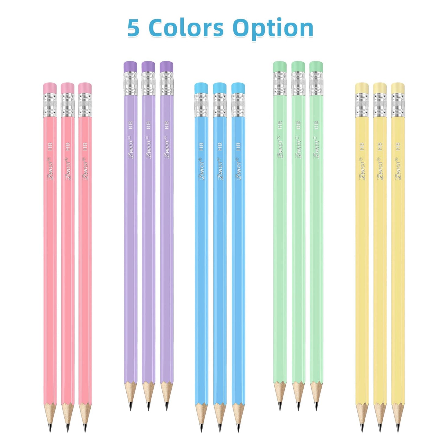 ZWlOT Wood-Cased Pencils, Pre Sharpened Pencils, 350 Count #2 HB Pencil with Eraser Bulk, School Classroom Teacher Supplies Gifts