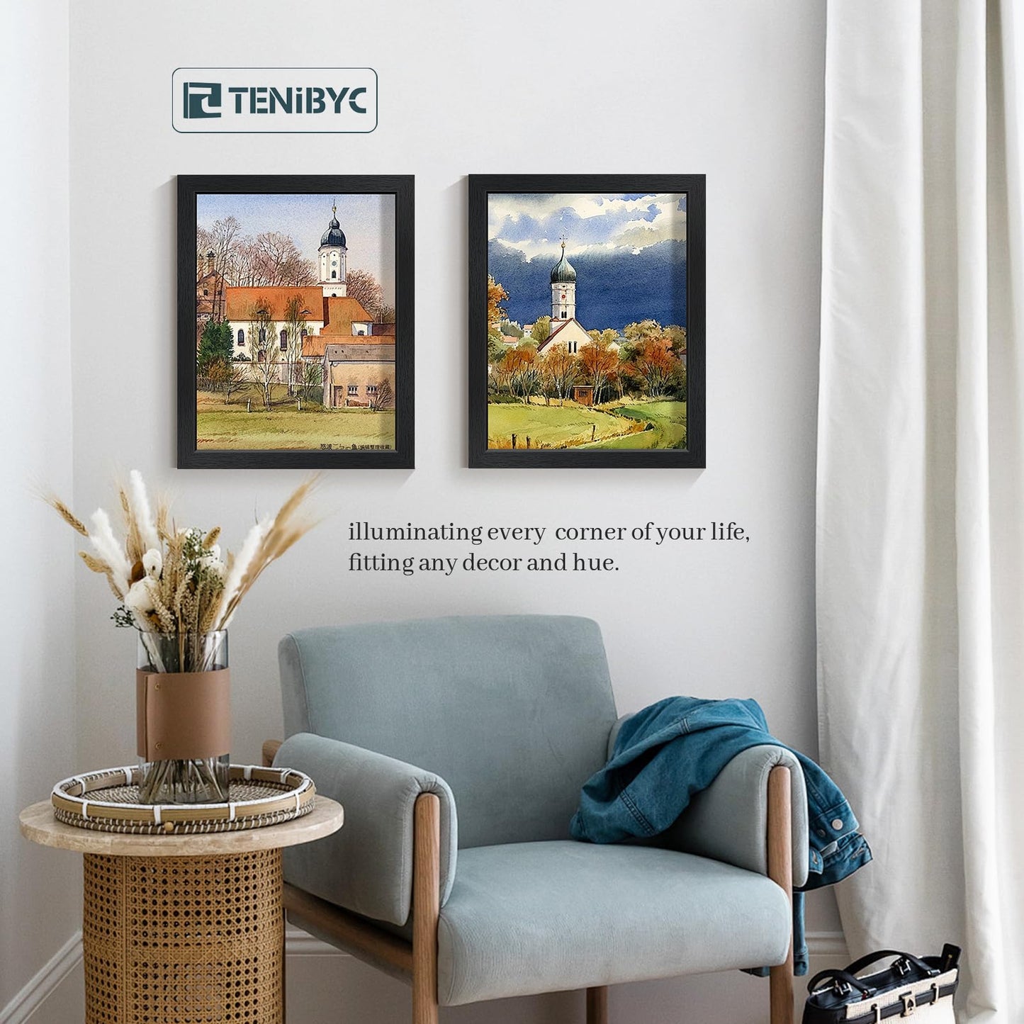 TENIBYC 11x14 Picture Frame Set - 4 Pack, Black Wood Photo Frames - Tempered Glass - Displays Photos 8x10 with Mat or 11 x 14 without - Room, Office, Gallery, Studio, and Hallway Decor - Wall Hanging