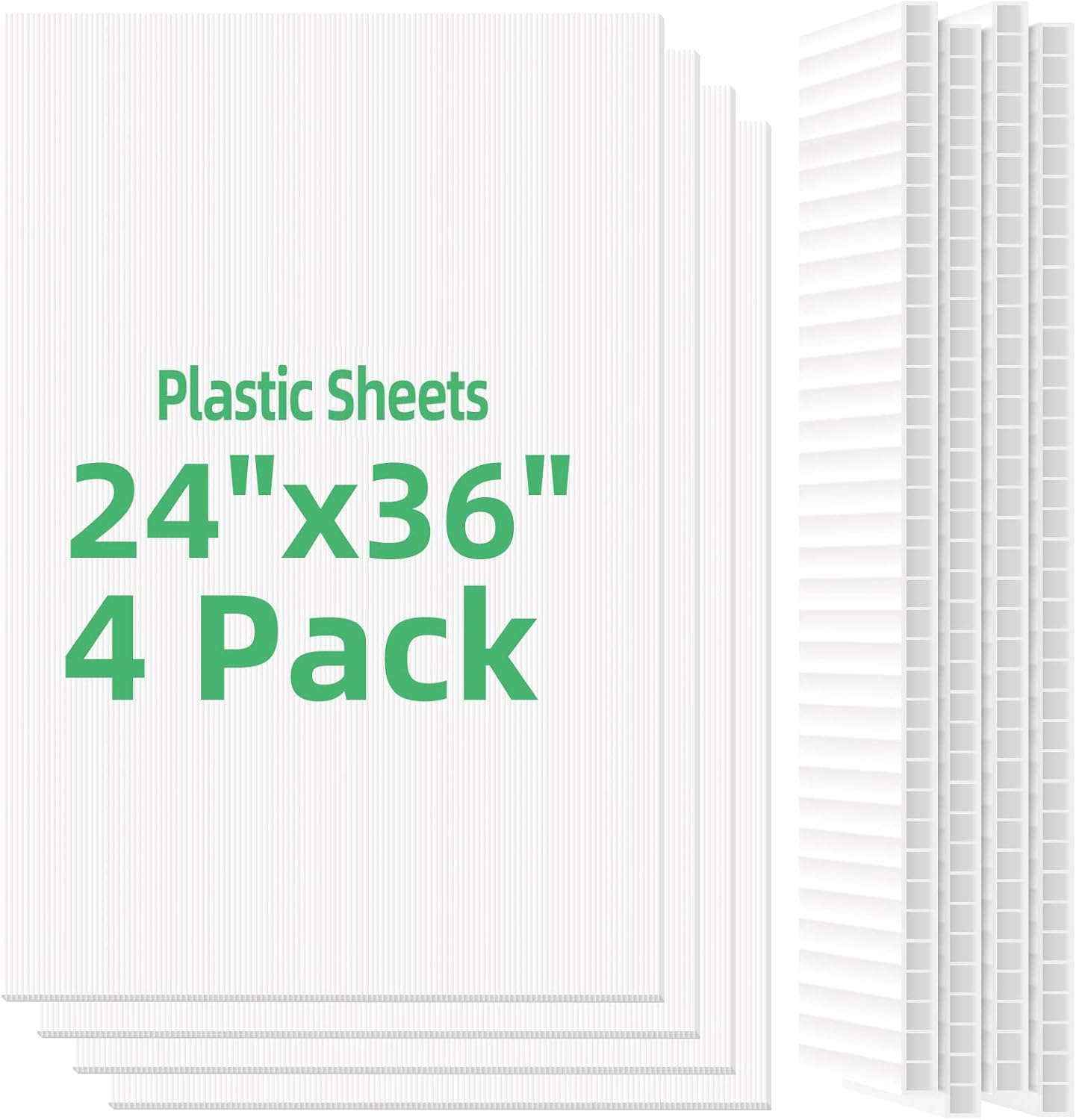 VAIIGO Plastic Sheets 24" x 36", 4mm Blank Yard Lawn Signs, 4 Pack Plastic Poster Board, Coroplast Sheets for Garage Yard Sale Sign, A-Frame, Warnings, Divider, Crafts, Packing