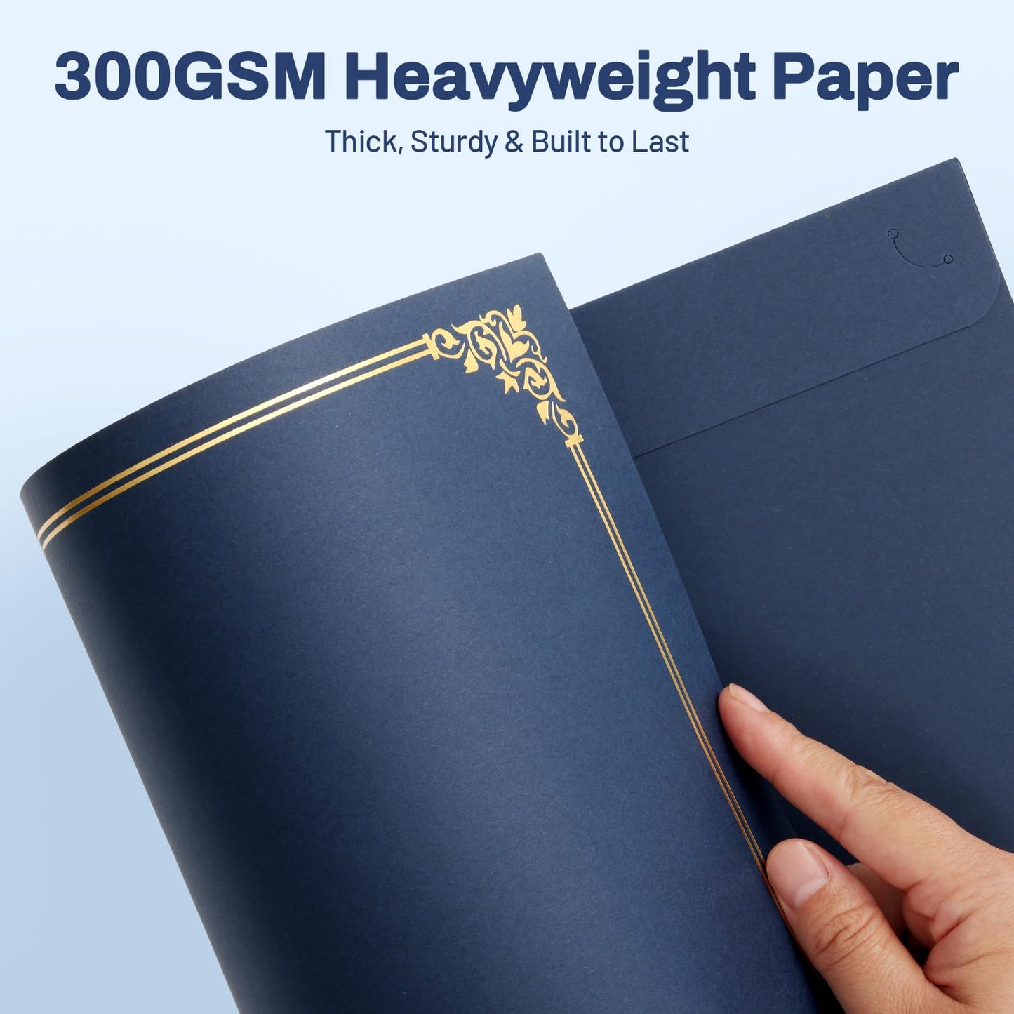 SUNEE Certificate Holders(Navy Blue, 50 Packs), Diploma Covers Gold Foil Border, for Letter Size 8.5x11 Certificates, Cardstock, Document Papers