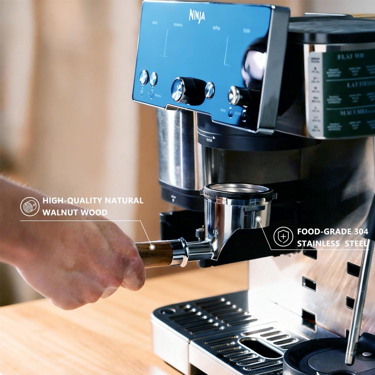 Bottomless Portafilter for Ninja Luxe Café ES601 & ES701C Models | Basket Not Included | Compatible with Stock Filter Basket | Walnut Handle