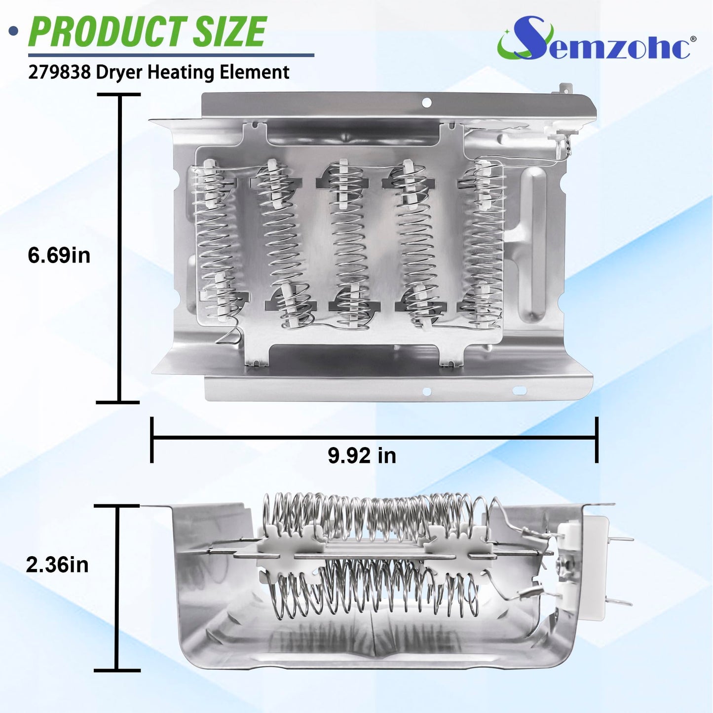 W10724237 279838 2 Pack Dryer Heating Element Kit Fit for whirl-pool Ken-more May-tag 1106012510, 1106012990, 11060817990, 11060857990, 11062202101, 11062332511, 11062702100, 11062824100, 11096576410