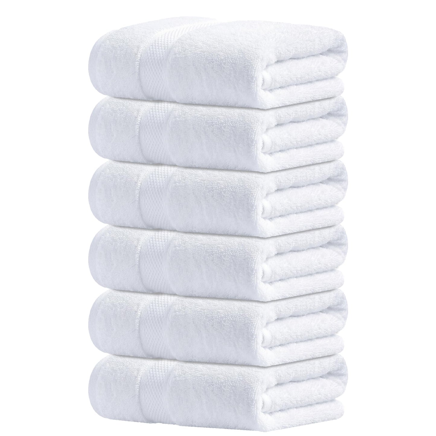 Infinitee Xclusives White Hand Towels for Bathroom - Set of 6 (16x28 inches) 600 GSM, 100% Cotton Ultra Soft, Quick Drying, Hotel Quality Hand Towel Set (Brilliant White, Hand Towels)