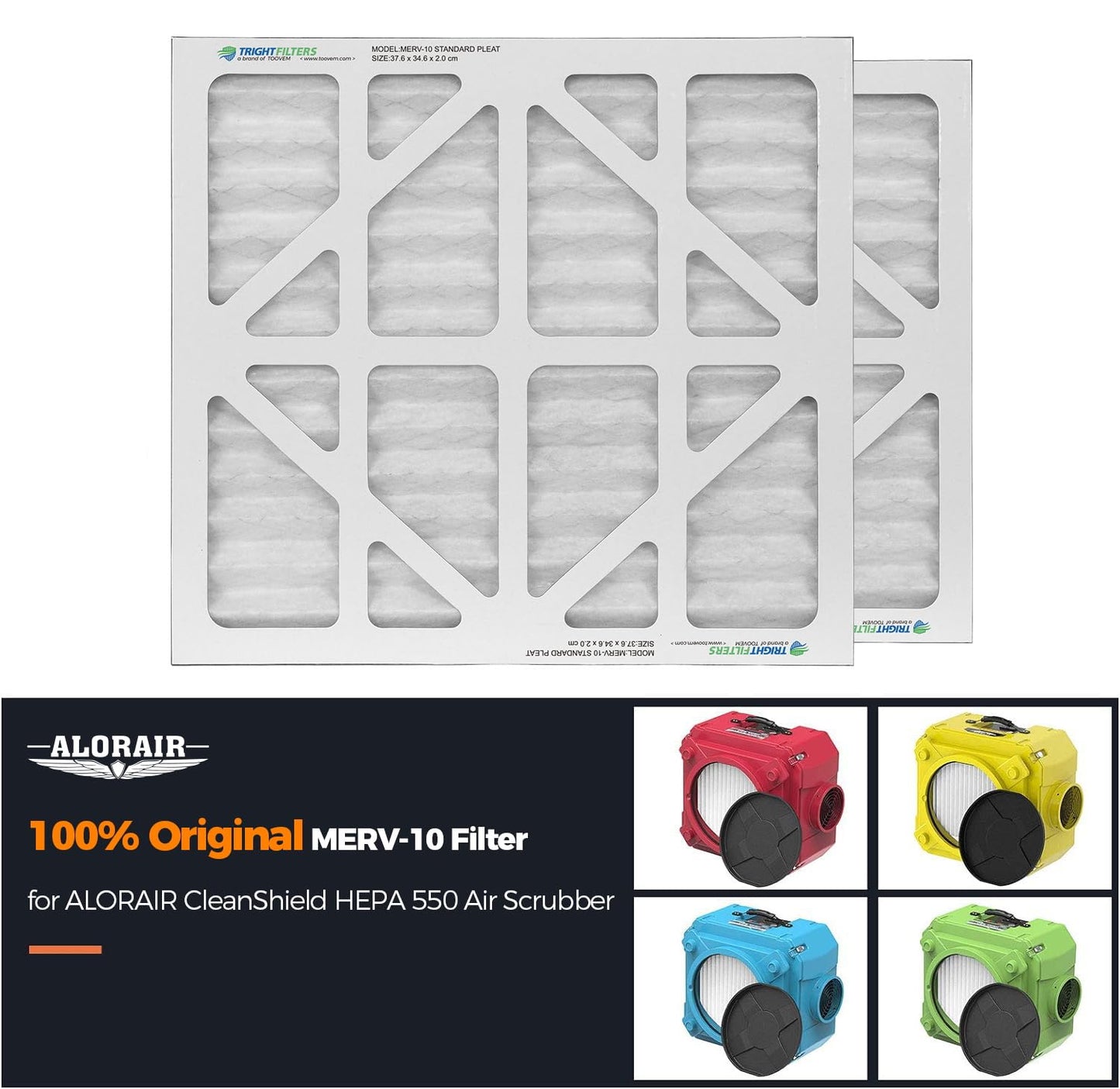 ALORAIR MERV-10 Filter Replacement Set for CleanShield HEPA 550 Air Scrubber (Pack of 5)