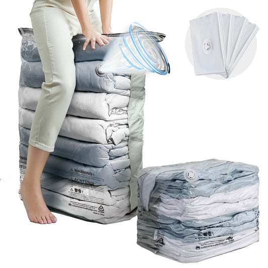 TAILI Vacuum Storage Bags 4 Pack, Jumbo Cube (31x40x15 Inch), Extra Large Vacuum Seal Bags for Clothing, Comforters, Blankets, Pillow, Bedding, Sweater, Closet Organizers, Space Saving, Cream