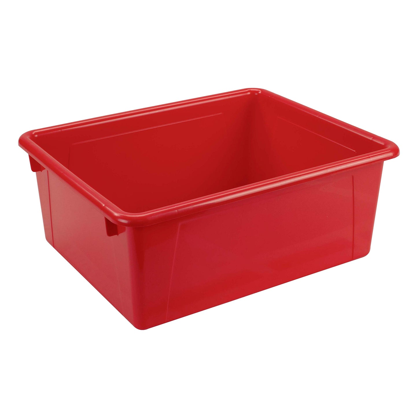 Storex Letter Size Deep Storage Tray – Organizer Bin with Non-Snap Lid for Classroom, Office and Home, Red, 5-Pack (62545A05C)