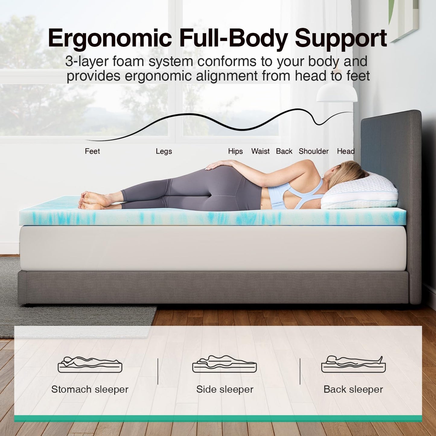 Novilla Mattress Topper Queen Size - 2 Inch Cooling Memory Foam Mattress Topper, Slow-Rebound Pressure Relief, Soft Comfort