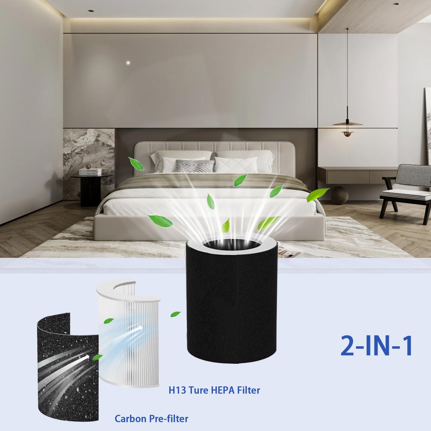 H-HF670-VP Replacement Filter Compatible with Hunter HP670 Tower Air Purifier | 2 Pack H13 True Hepa and 8 Pack Activated Carbon Pre-Filter - Capable of Capturing Dust Pet Dander, Ideal for Room