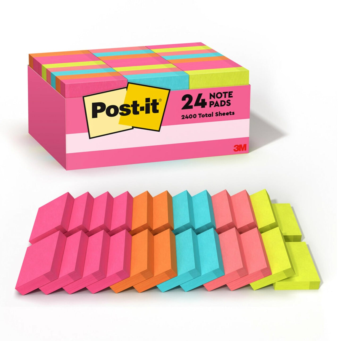 Post-it Mini Notes, 1 3/8 x 1 7/8 in, 24 Pads, America's #1 Favorite Sticky Notes, Poptimistic Post-it Notes, Power Pink, Aqua Blue, Vital Orange, Neon Green, Guava Pink (3 Pack)